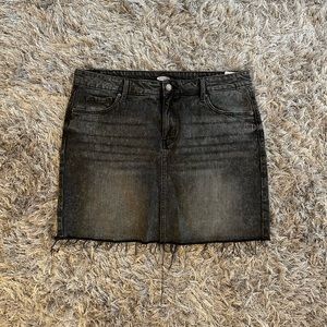 Distressed Black Denim Skirt - Old Navy
